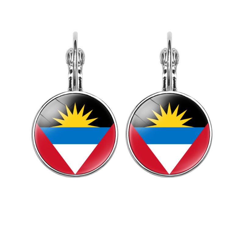 Women's National Flag Pattern Time Stone Eardrops Earrings