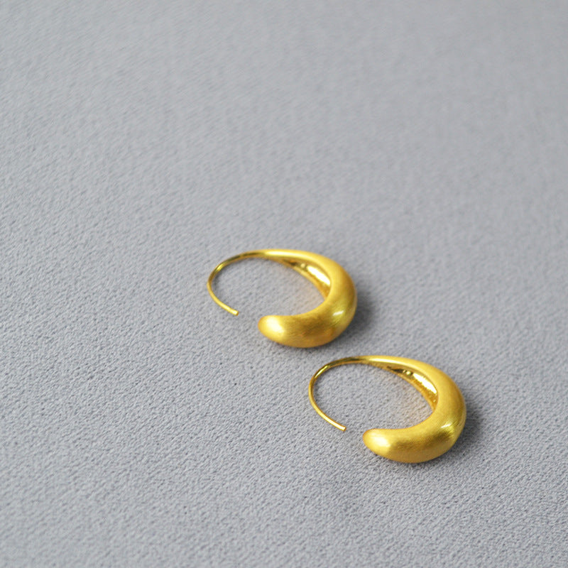 Women's Artistic Crafts Brushed Texture Brass Gold Plated Cold Style Hook Rings