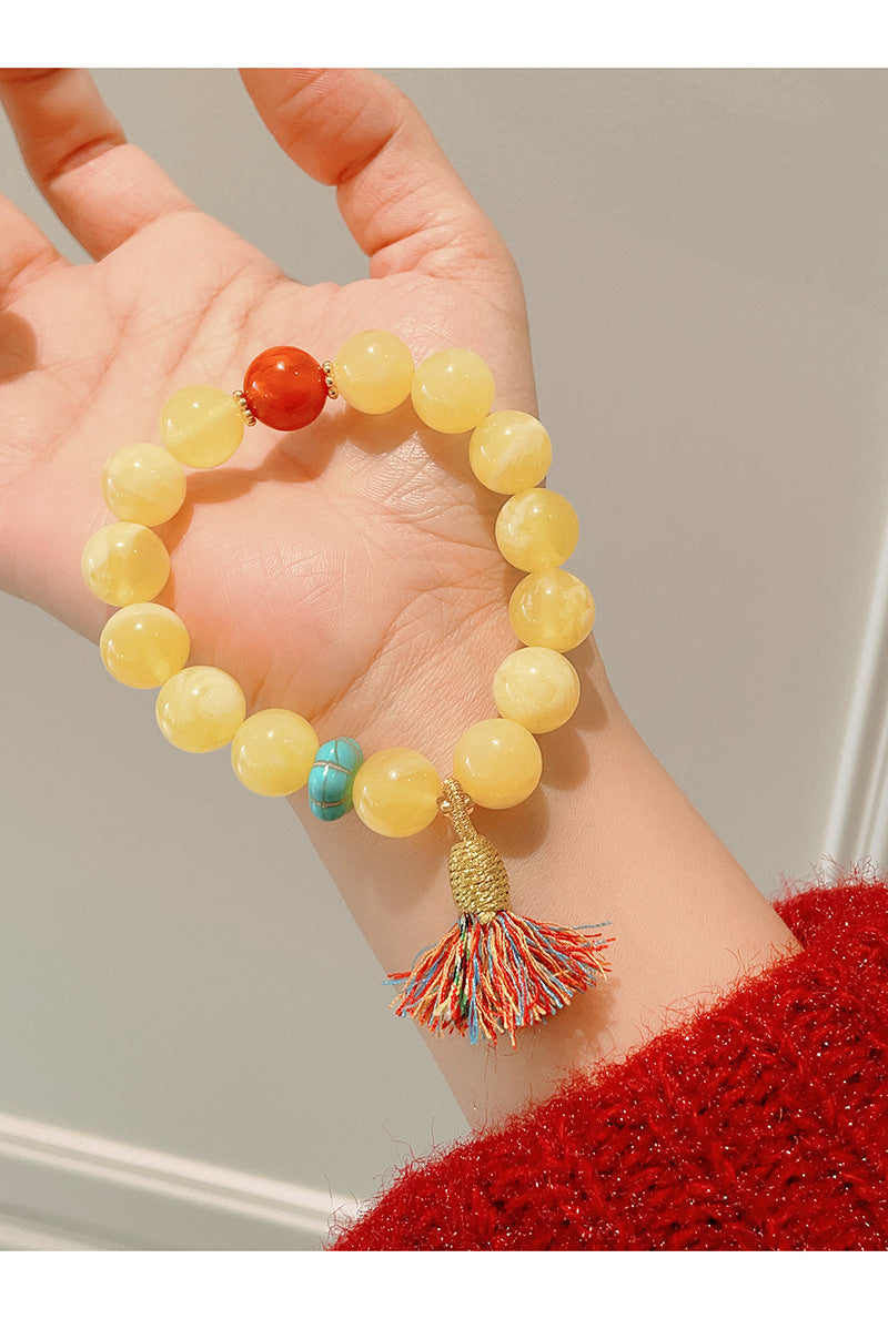 Women's & Men's Retro Ethnic Style Agate Ox Bone Rosary Bracelet