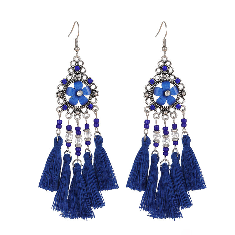 Diamond Tassel Fresh Vintage Scenic Spot Earrings