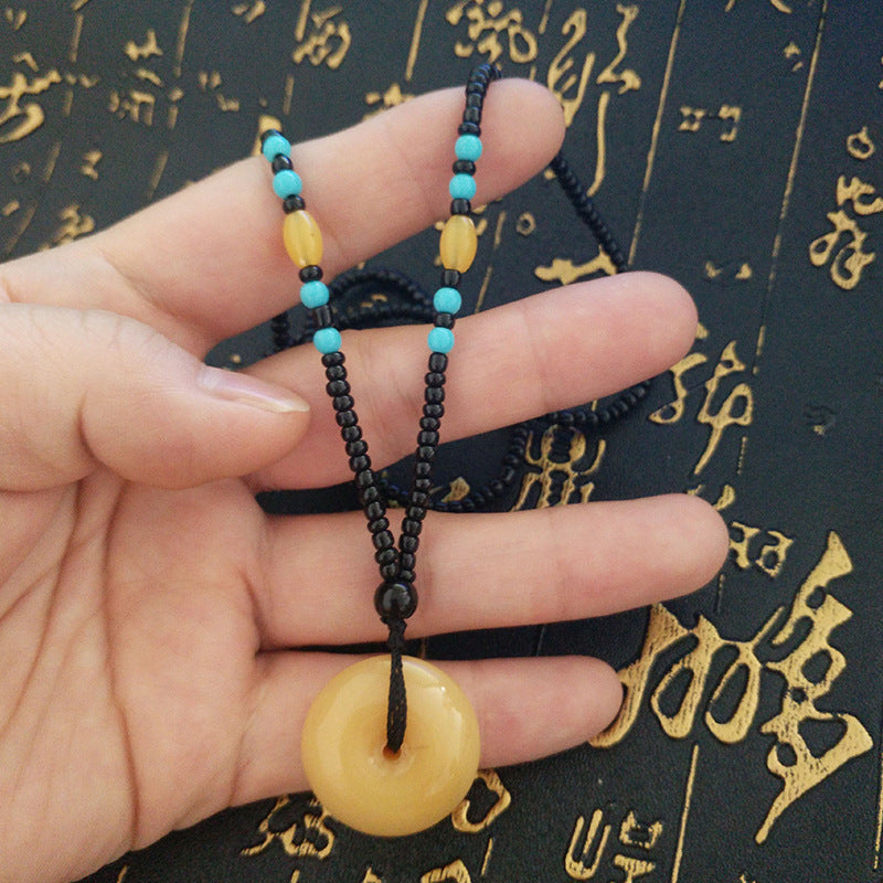 Jade Buckle Ethnic Style Simple Sweater Necklaces