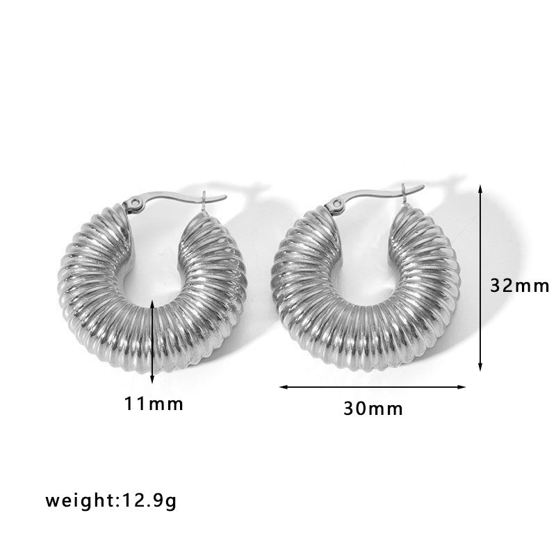 Women's Stainless Steel Light Luxury Gold Electroplated Hollow Earrings