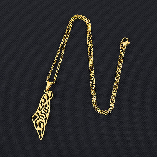 Israel Palestine Map Unisex Geometric National Necklaces