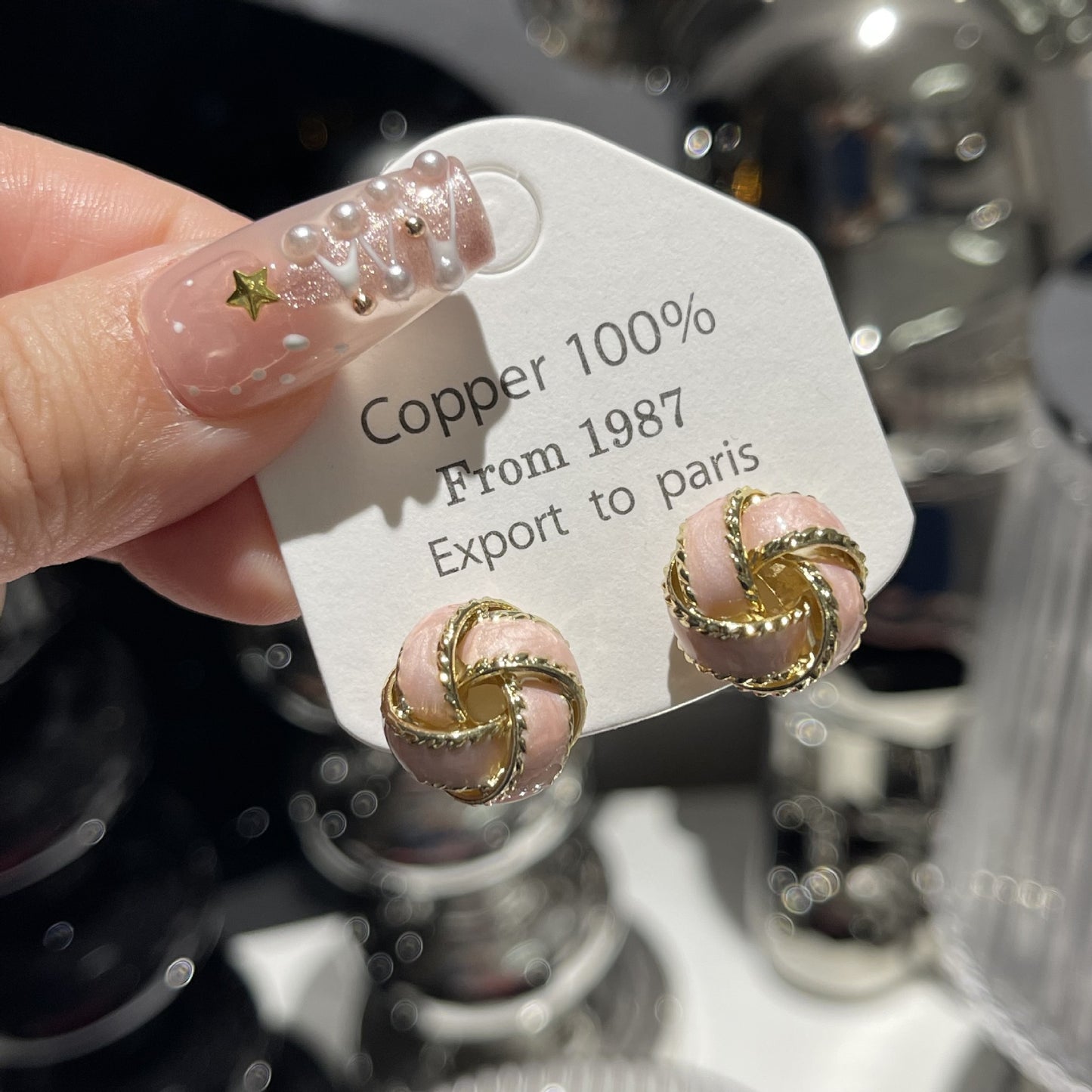 Spring Pink Enamel Collection Sier Light Luxury Earrings