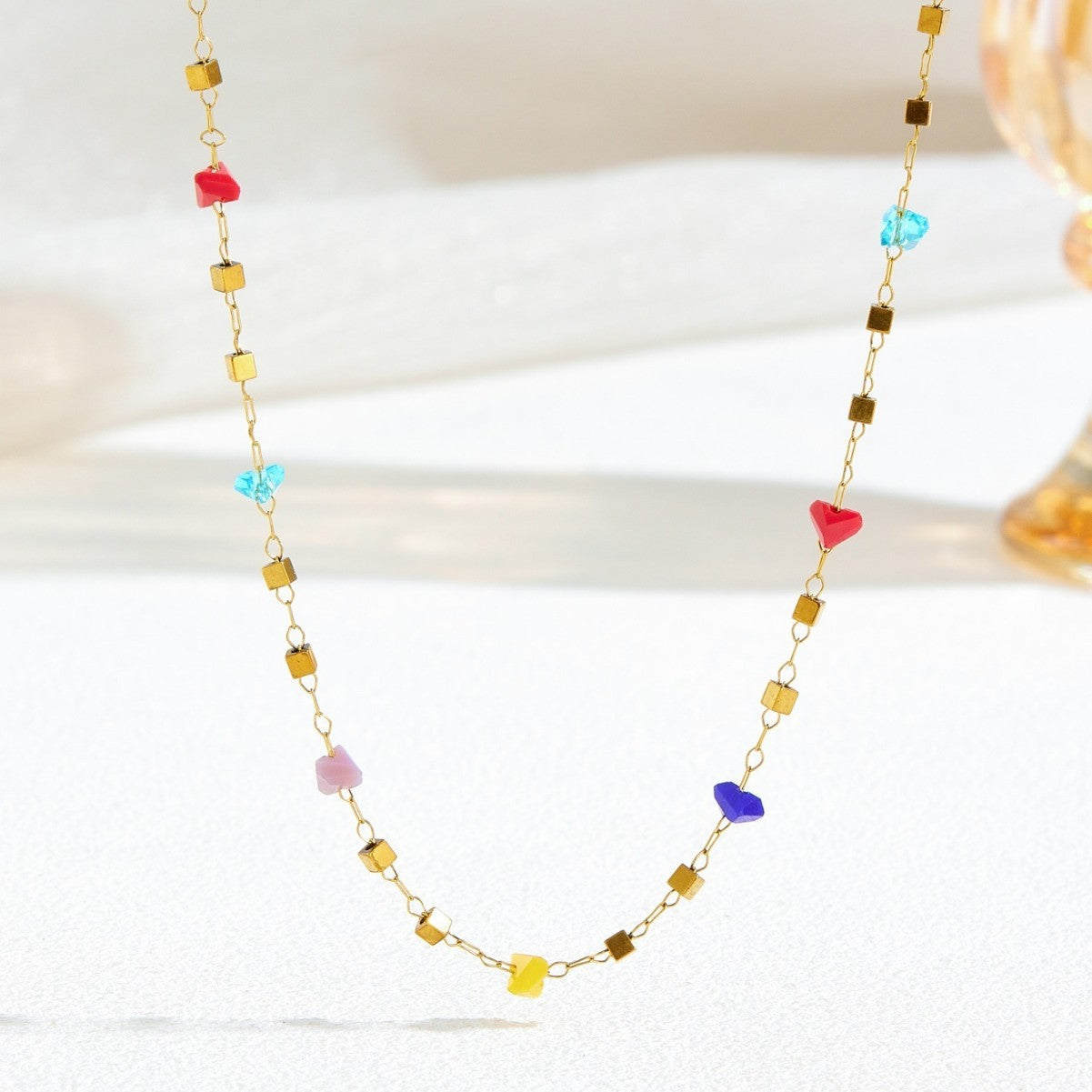 Women's High-grade Stainless Steel Inlaid Zircon Square Necklaces