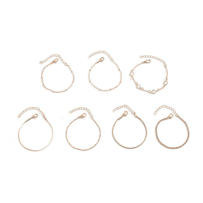 Women's Thin Chain Mix Match Snake Bones Box Bracelet