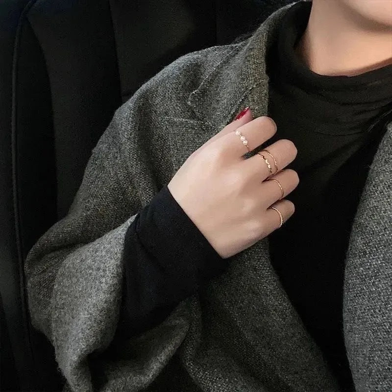 Women's Simple Pearl Combined Set Personality Tail Rings