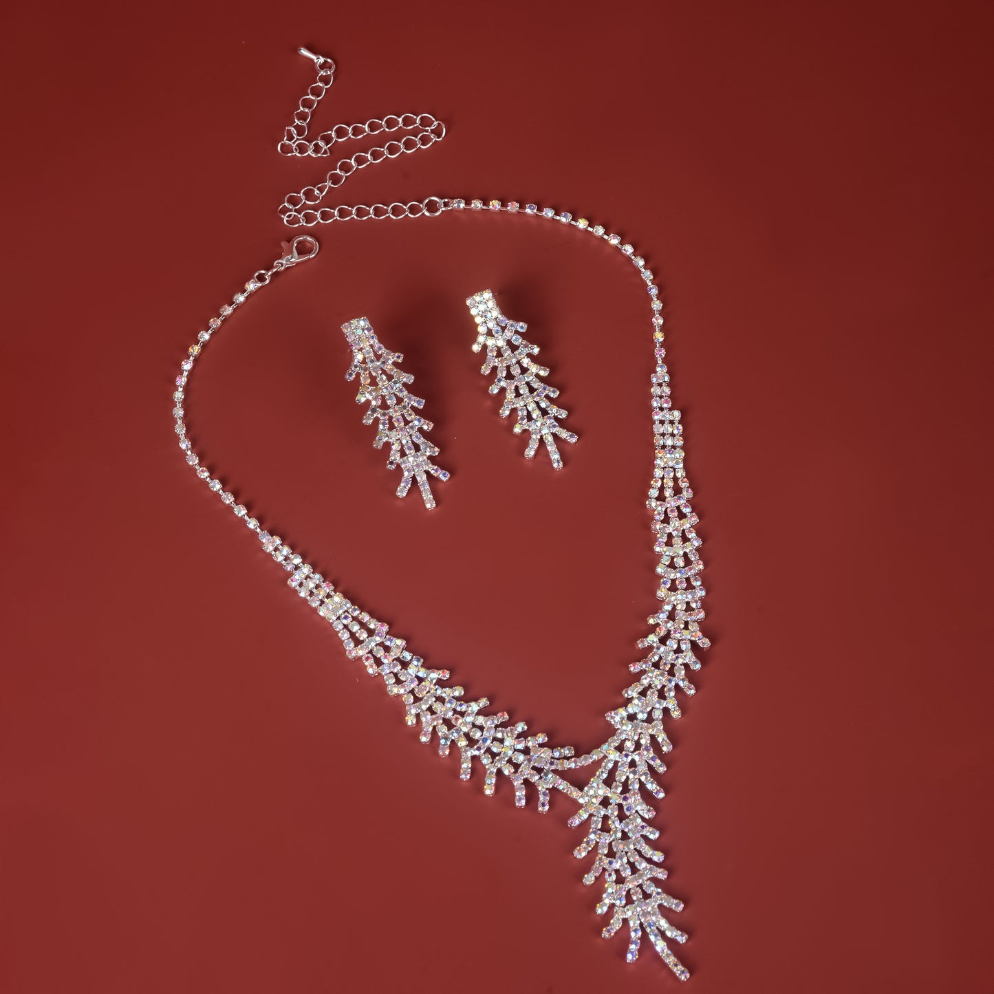 Women's Rhinestone Feather Suit Fashion Wedding Jewelry Set