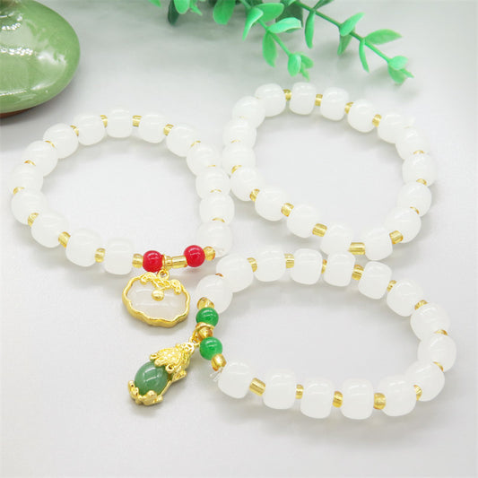 Streaming Welfare Drainage Gift White Jade Bracelets