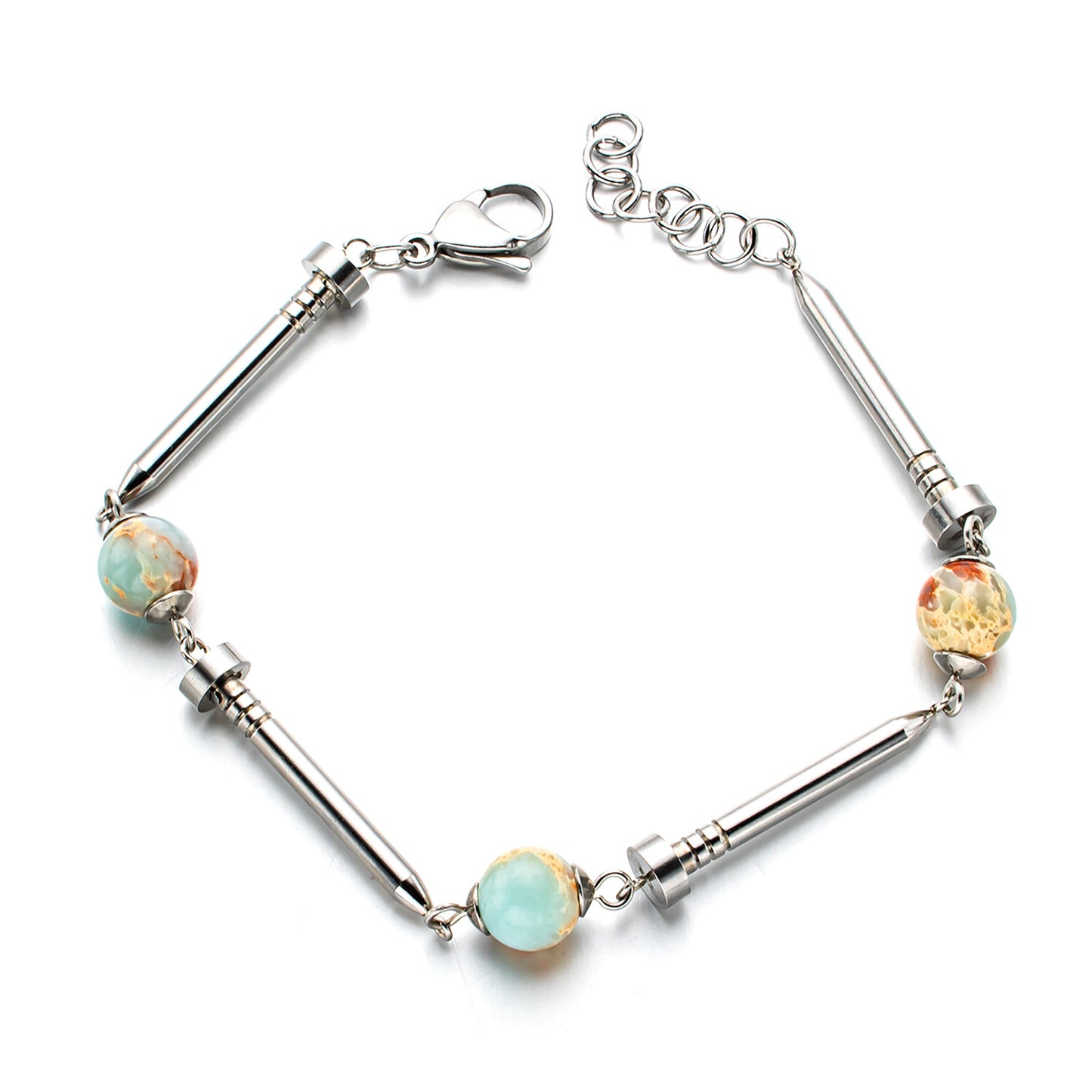Wind Design Stainless Steel Nail With Natural Bracelet
