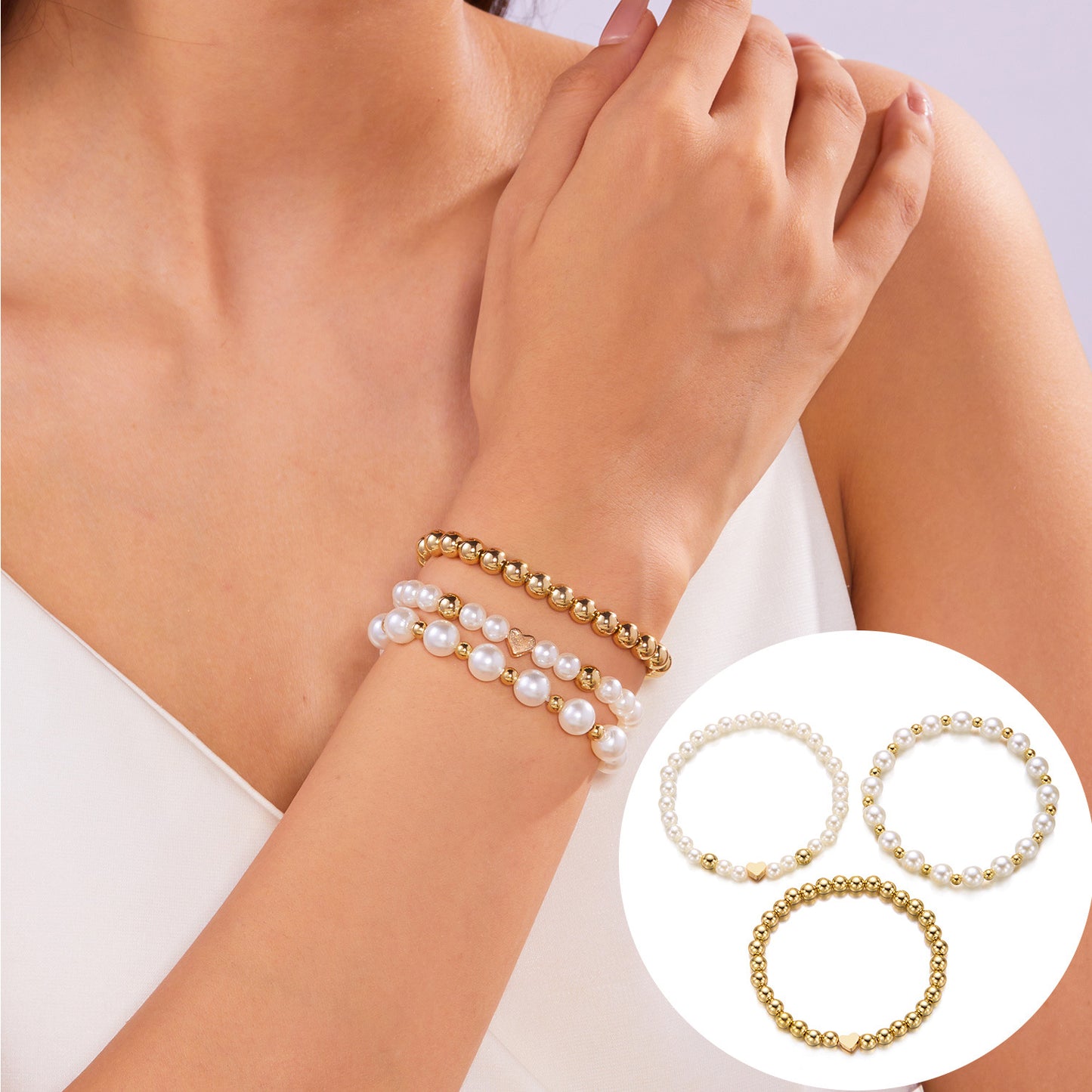 Women's High-grade Creative Imitation Pearl Love Beaded Bracelets