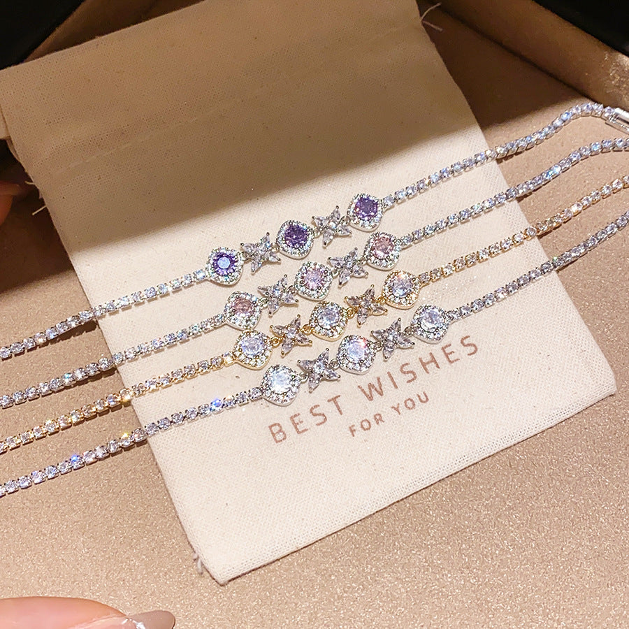 Korean Gentle Refined Zircon Diamond Flower Light Luxury High Bracelets