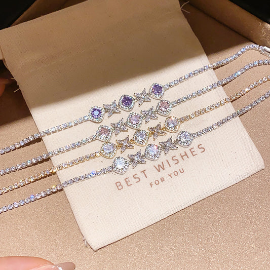 Korean Gentle Refined Zircon Diamond Flower Light Luxury High Bracelets