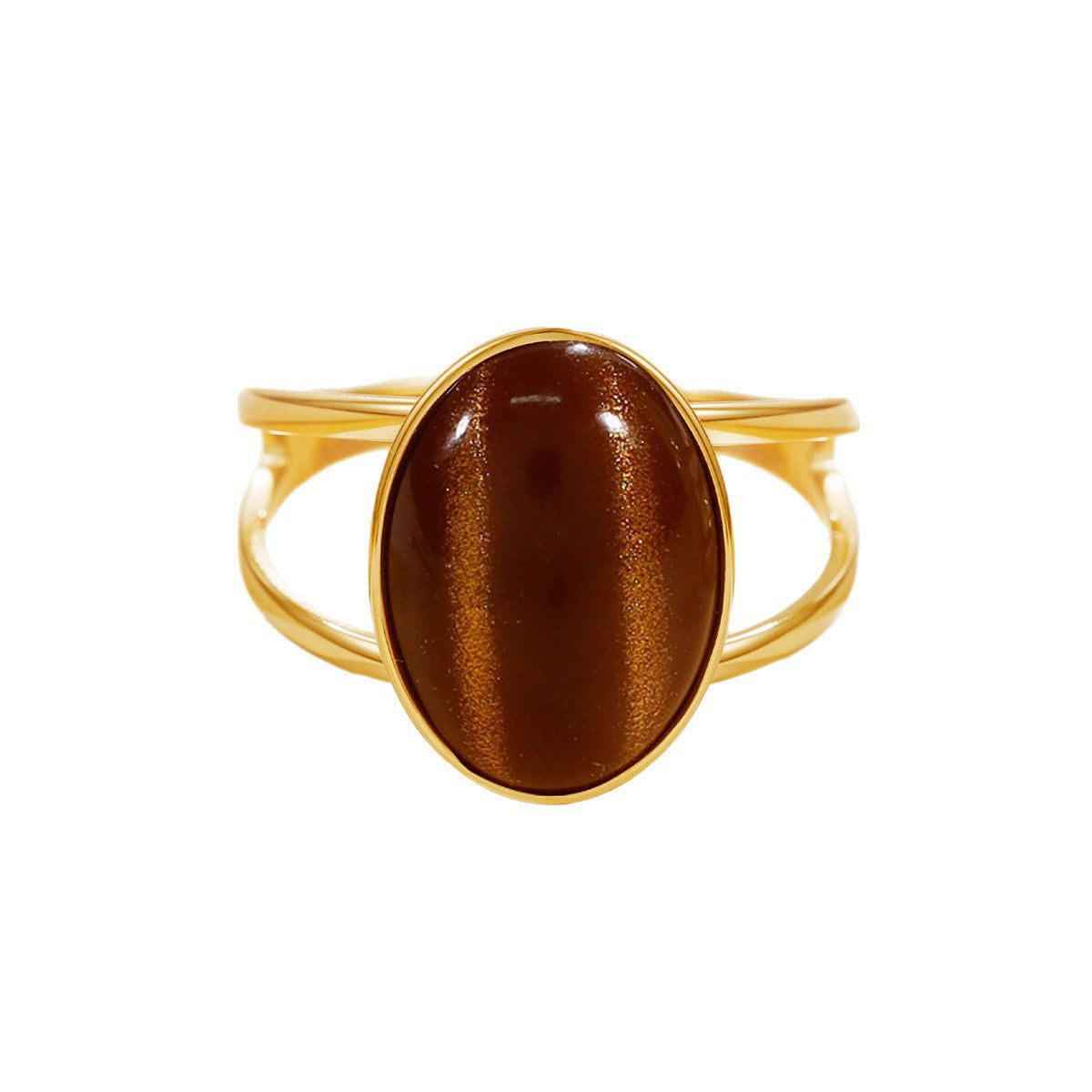 Steel Simple Retro Geometric Gemstone Multiple Colors Resin Stone Ring