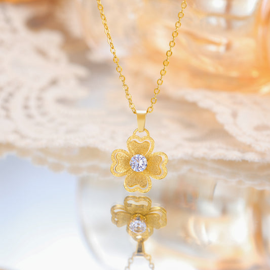 Women's Retro Sun Shape Love Clover Diamond Necklaces