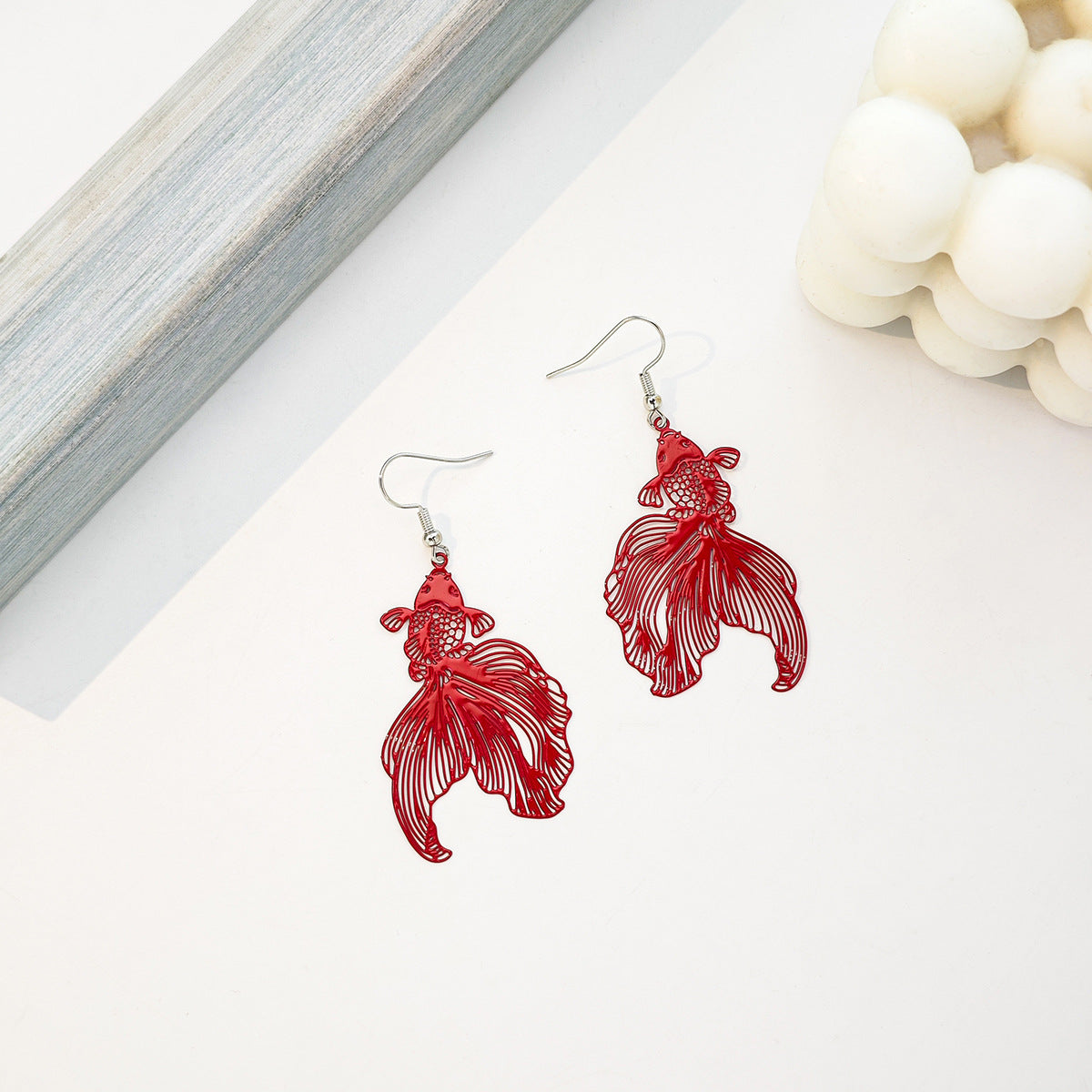 Women's Creative Double-sided Hollow Goldfish Exaggerated Paint Earrings