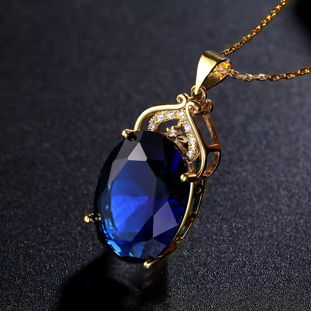 Women's Blue Geometric Fashion Yellow Gold Plated Necklaces