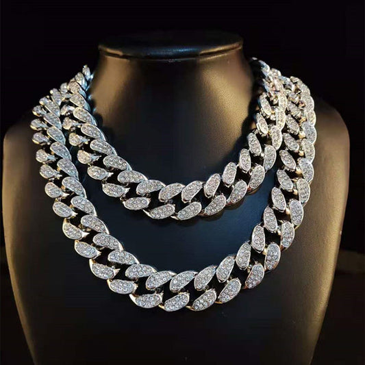 Men's Accessories Full Diamond Line Exaggerated Personalized Rap Necklaces