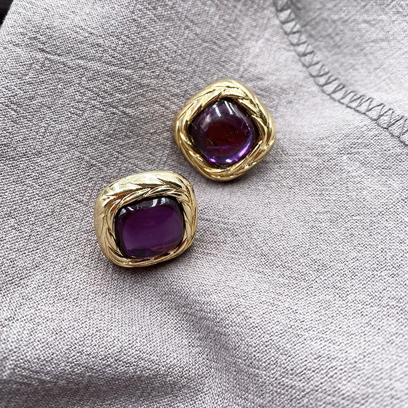 Women's Square Western Style Light Luxury Minority Earrings