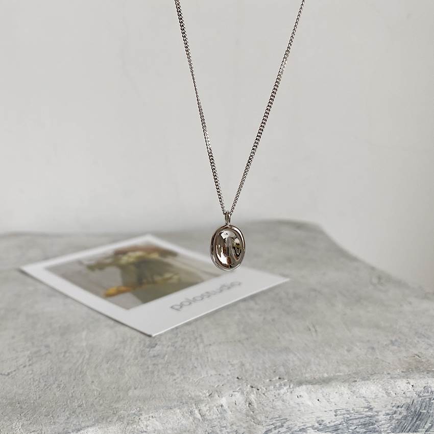 Sterling Sier Simple Geometric Trend Concave Necklaces