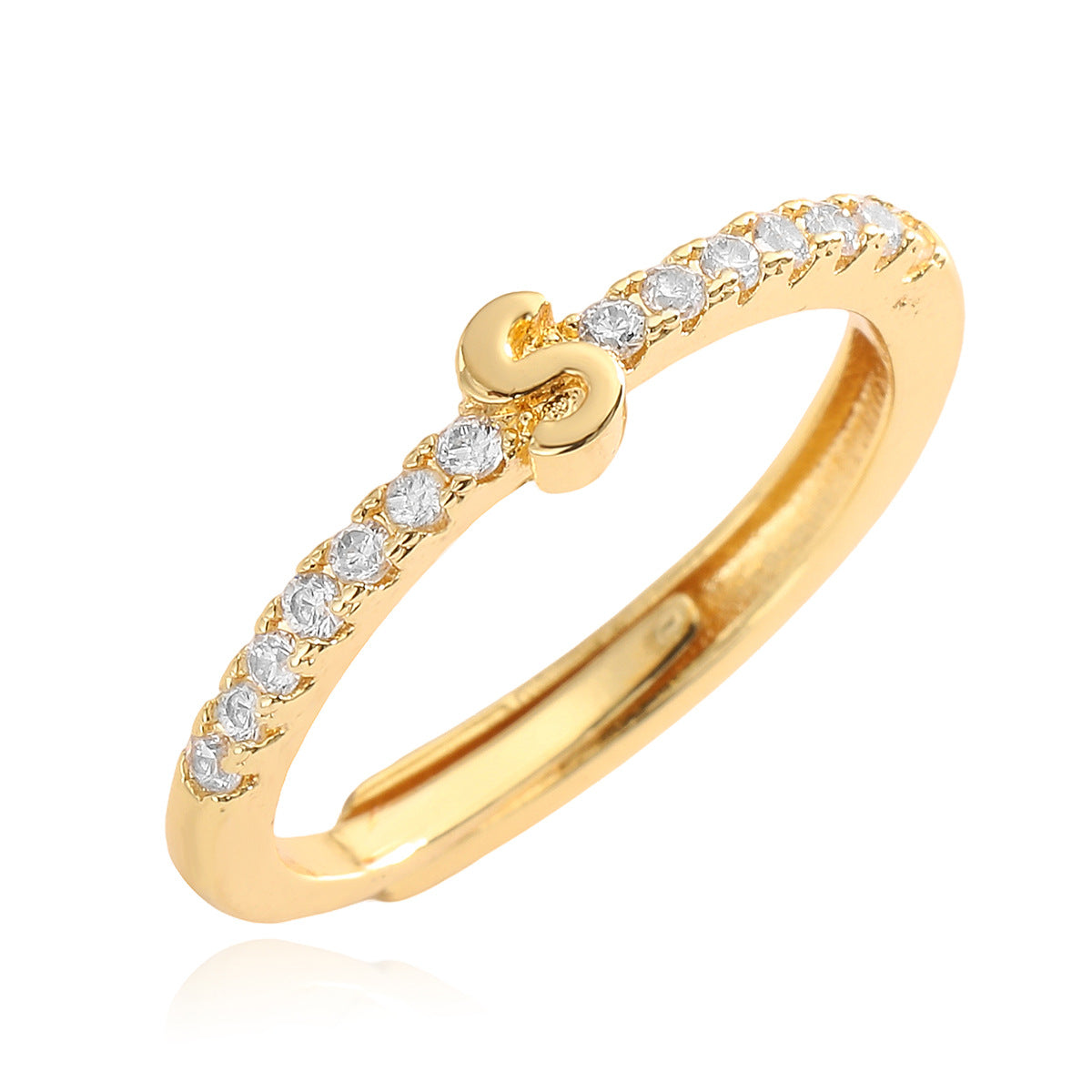 Simple Light Luxury Gold Zircon English Rings