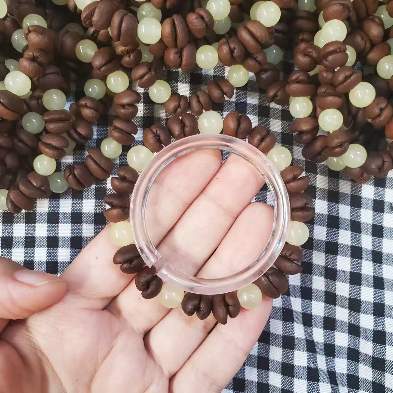 Coffee Bean Ebony Kitten Head Passion Fruit Seed Bracelets