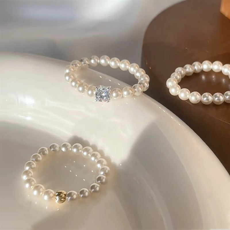 Circle Pearl Mini Small Beads Female Rings