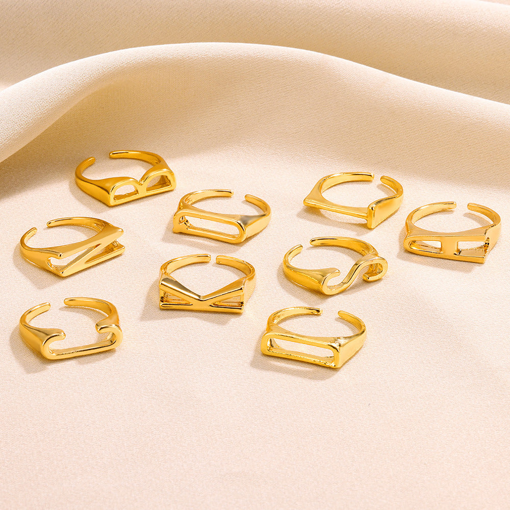 Women's & Men's Simple English Letters Gold Creative Finger Rings