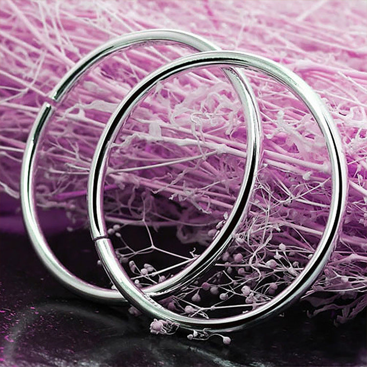 Women's & Men's Glossy Fashion Sier-plated Solid Version Bracelets