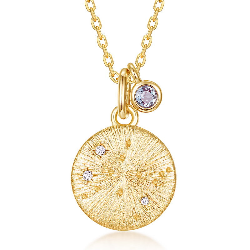 Brushed Craft Sterling Sier Inlaid Birthstone Pendants