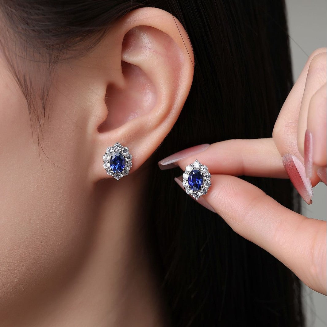 Women's Royal Sapphire Diana High Sense Niche Earrings