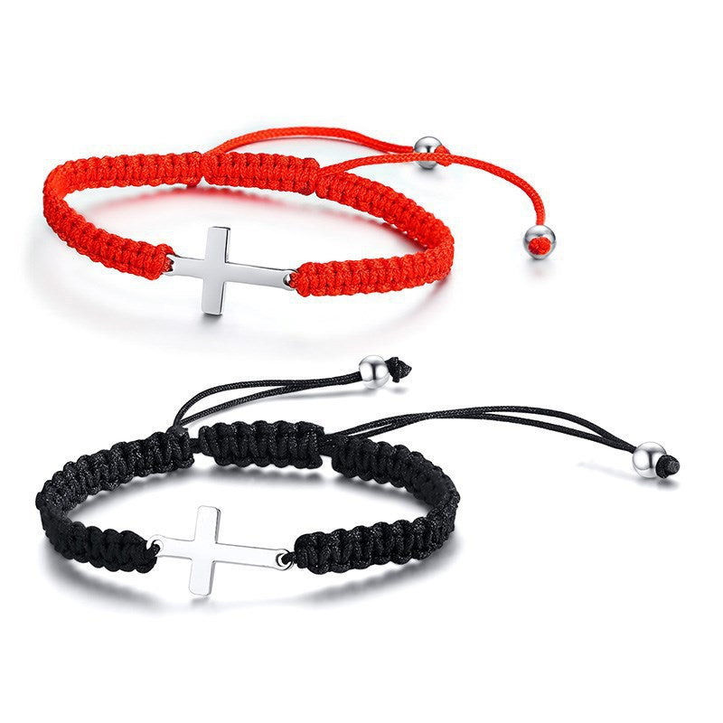 Elegant Hand-woven Cross Adjustable Rope Gift Bracelet