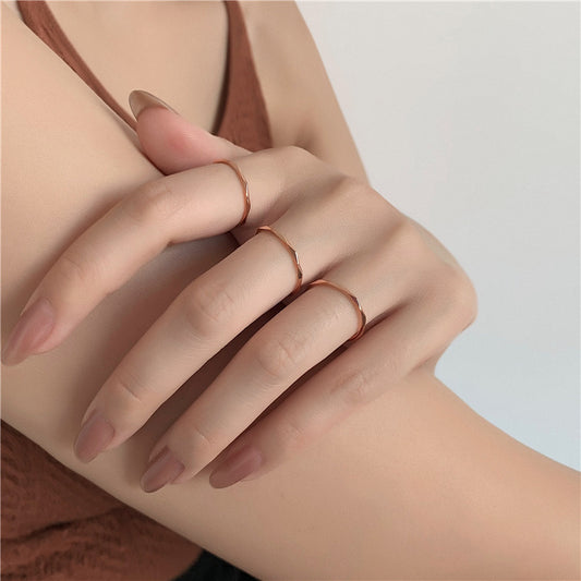 Women's Korean Fashion Simple Diamond Texture Gold-plated For Rings