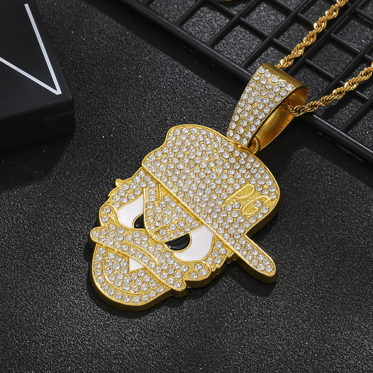 Style Full Diamond Baseball Cartoon Character Street Trend Necklaces