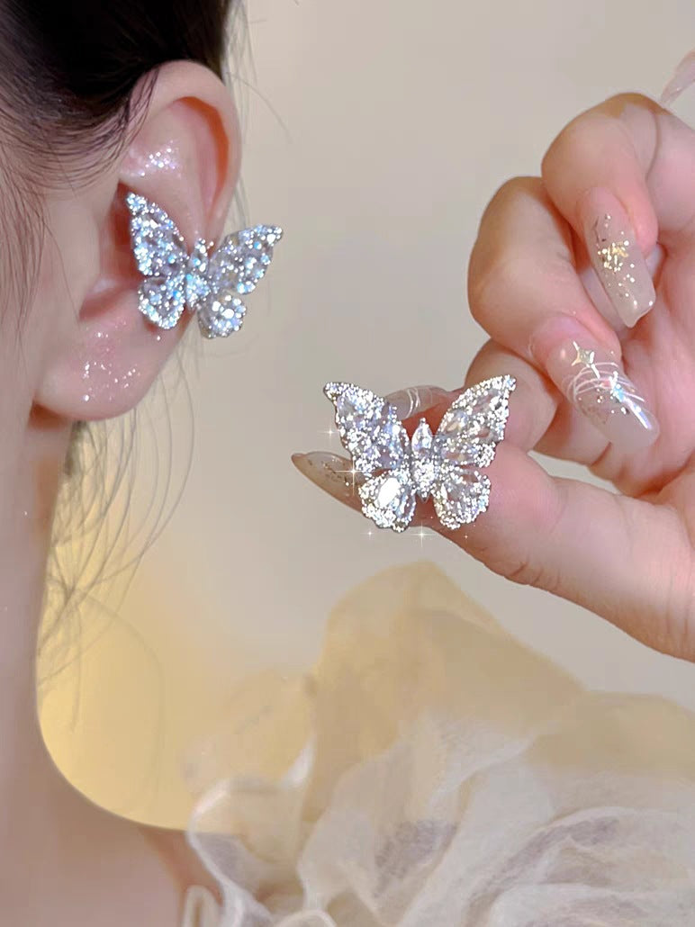 Women's Diamond Butterfly Tassel Romantic Design Style Earrings