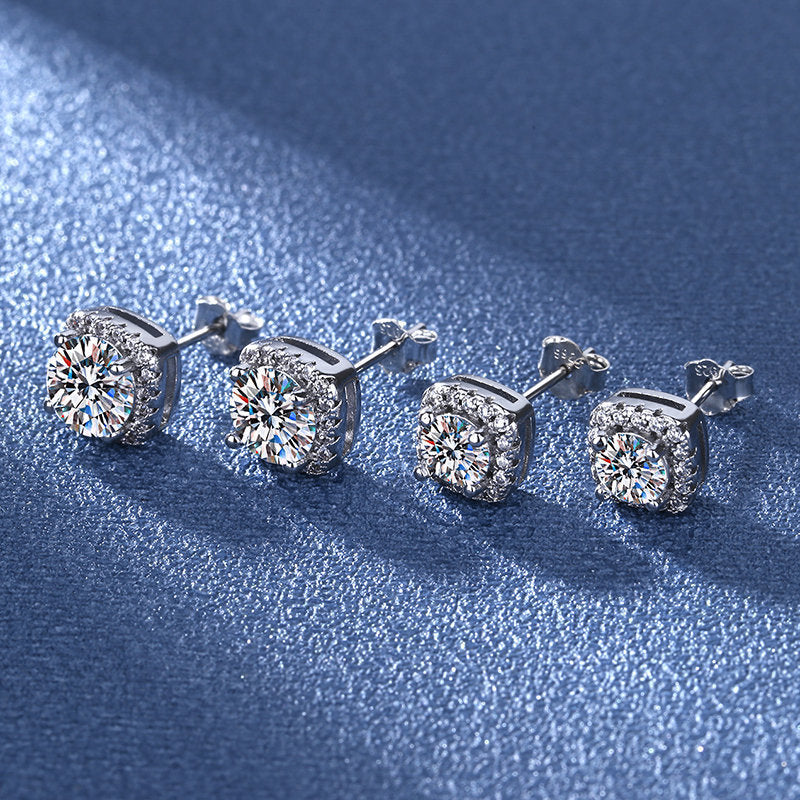 Women's Korean Square Bag Diamond Suit Auricular Stud Earrings