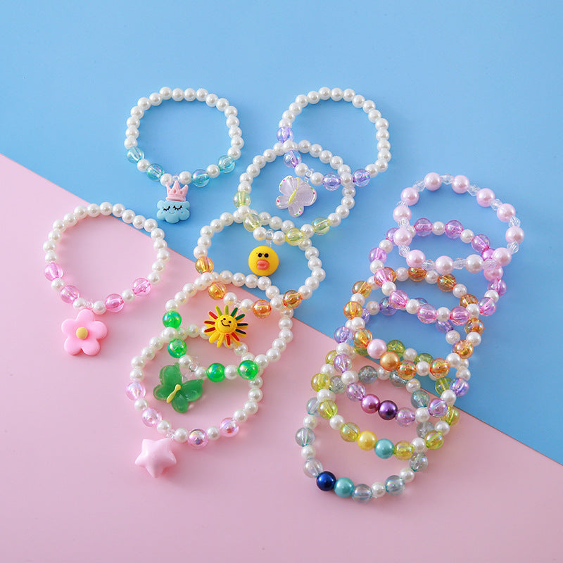 Cute Cartoon Transparent Beads Imitation Pearl Bracelets