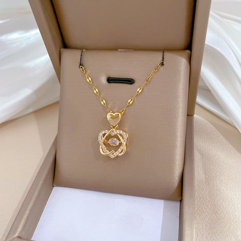 Women's Heart-to-heart Seal Smart Light Luxury Temperament Gorgeous Full Diamond Necklaces