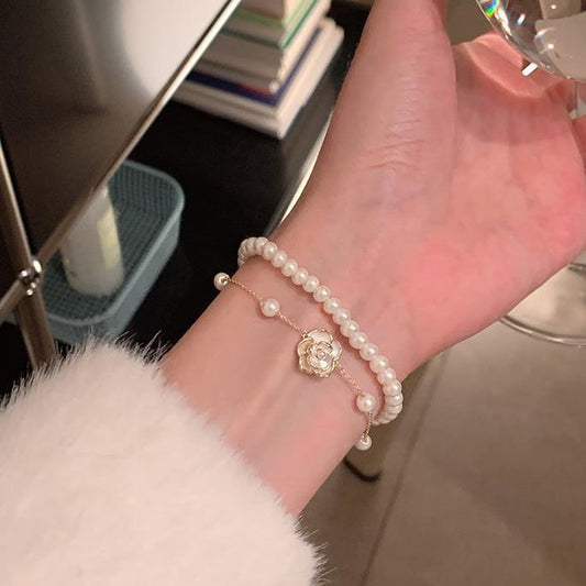 Spring Pearl Camellia Light Luxury Exquisite Niche Design Bracelet