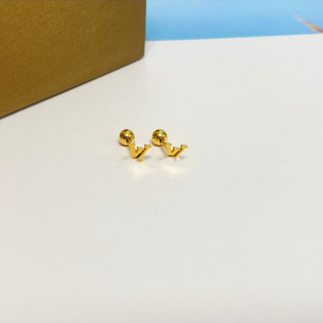Women's Simple Small Golden Ear Bone Titanium Rings