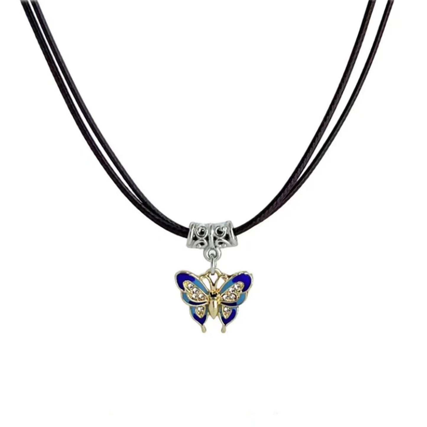 Women's Retro Butterfly High-grade Leather Rope Collar Necklaces