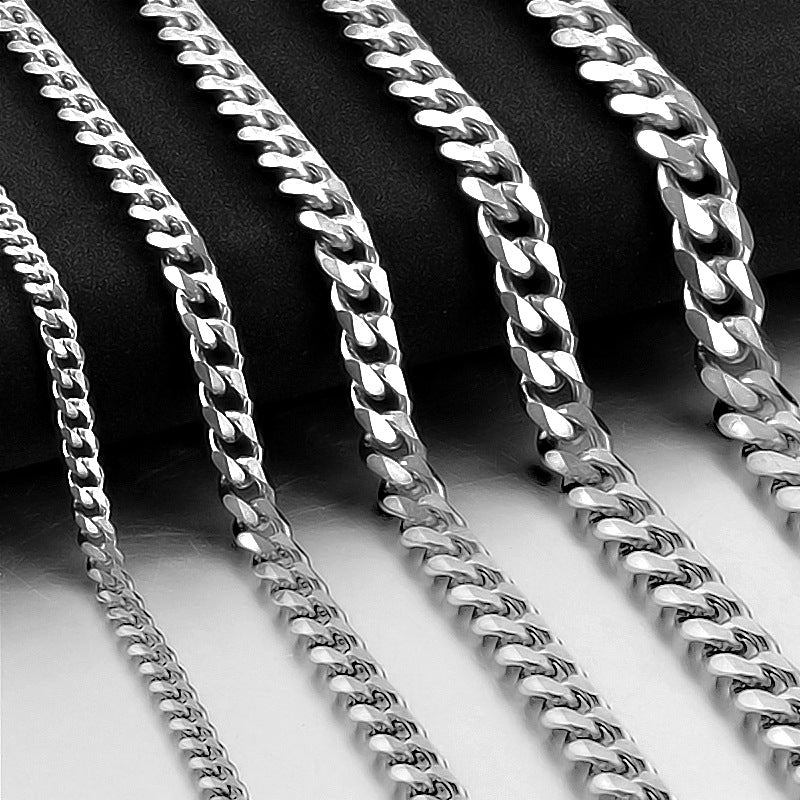 Stainless Steel Six-sided Grinding Cuban Simple Bracelets