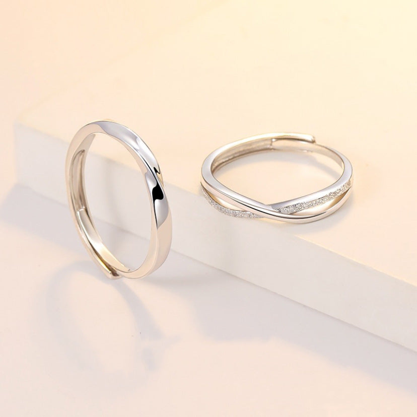 Sier Meet Happy Couple Simple Light Rings