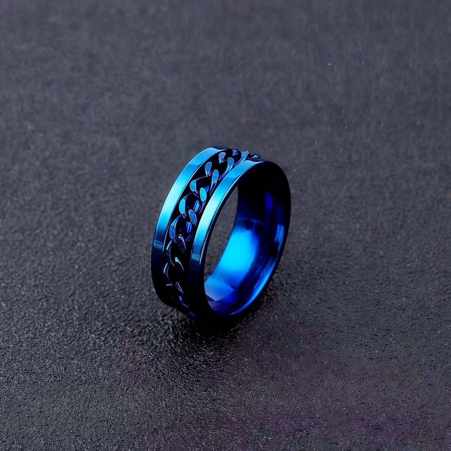 Men's Beer Adjustable Decompression Rotatable Chain Titanium Ring