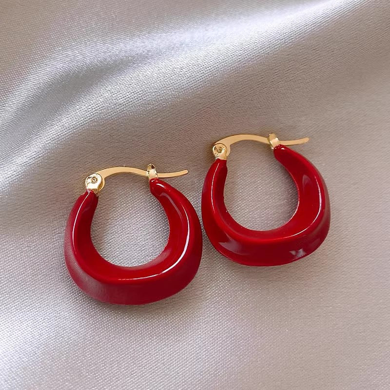 Women's Sier Needle Red Retro Affordable Luxury High-grade Earrings