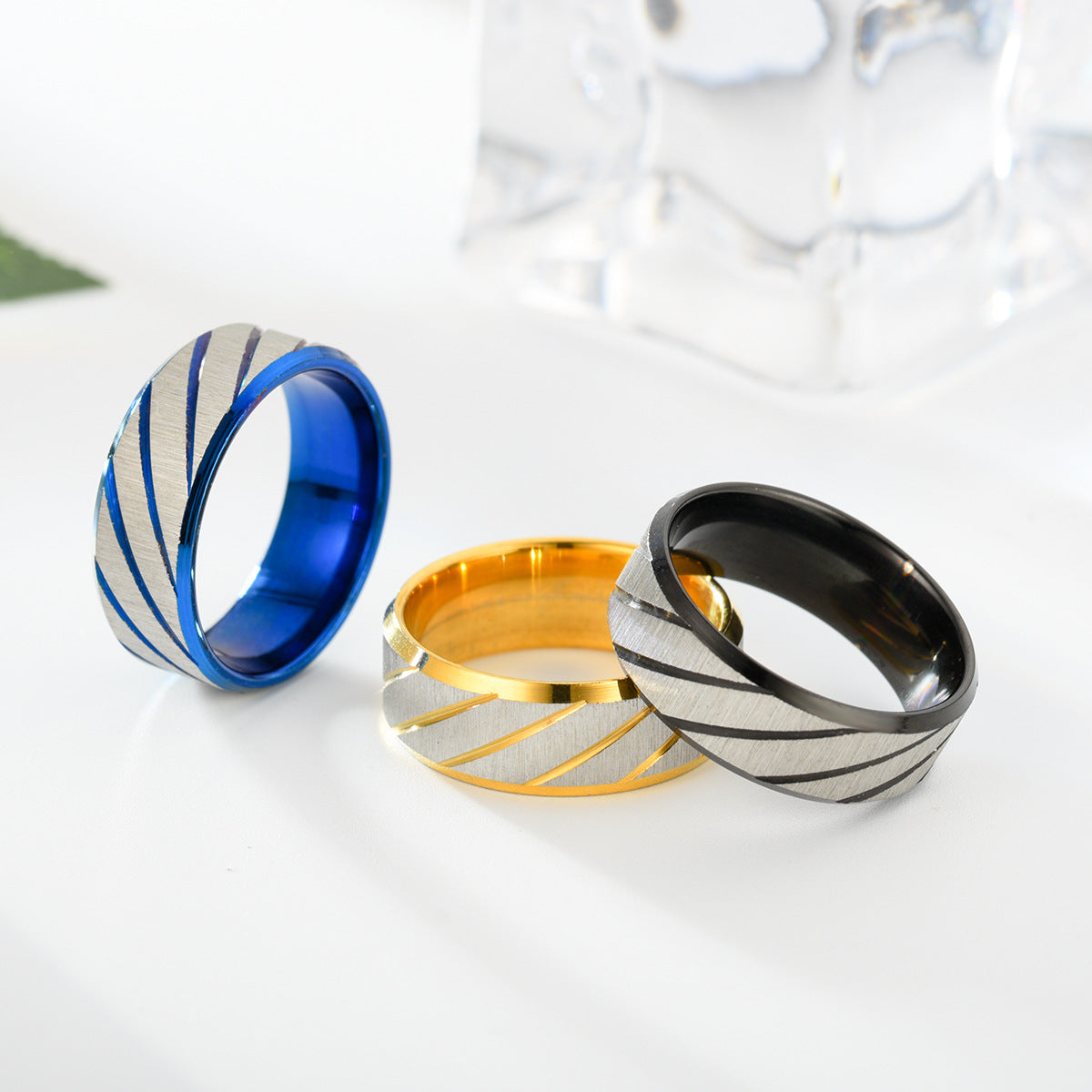 Men's Titanium Steel Pieces Of Flowers Fashion Rings