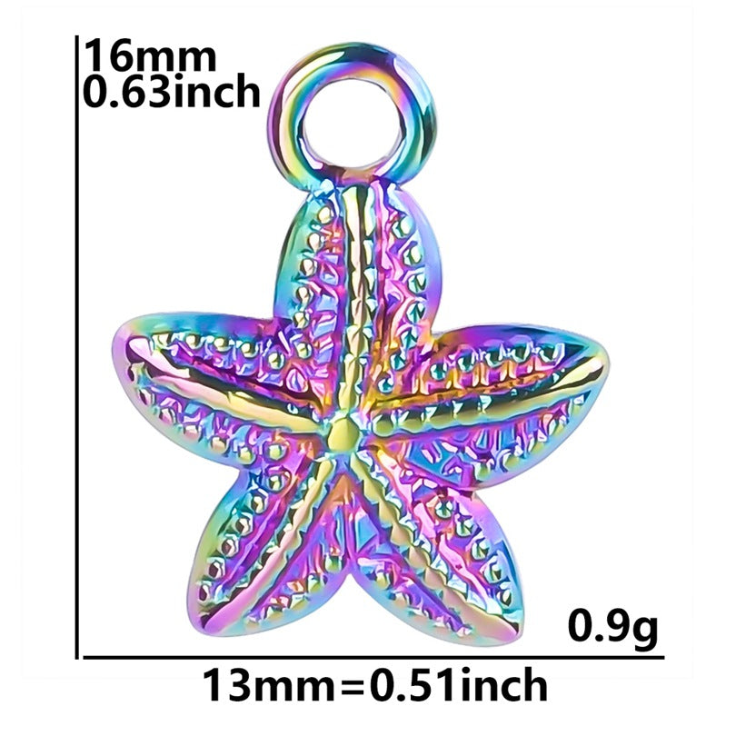 Starfish Golden Colorful Ornament Stainless Steel Pendants