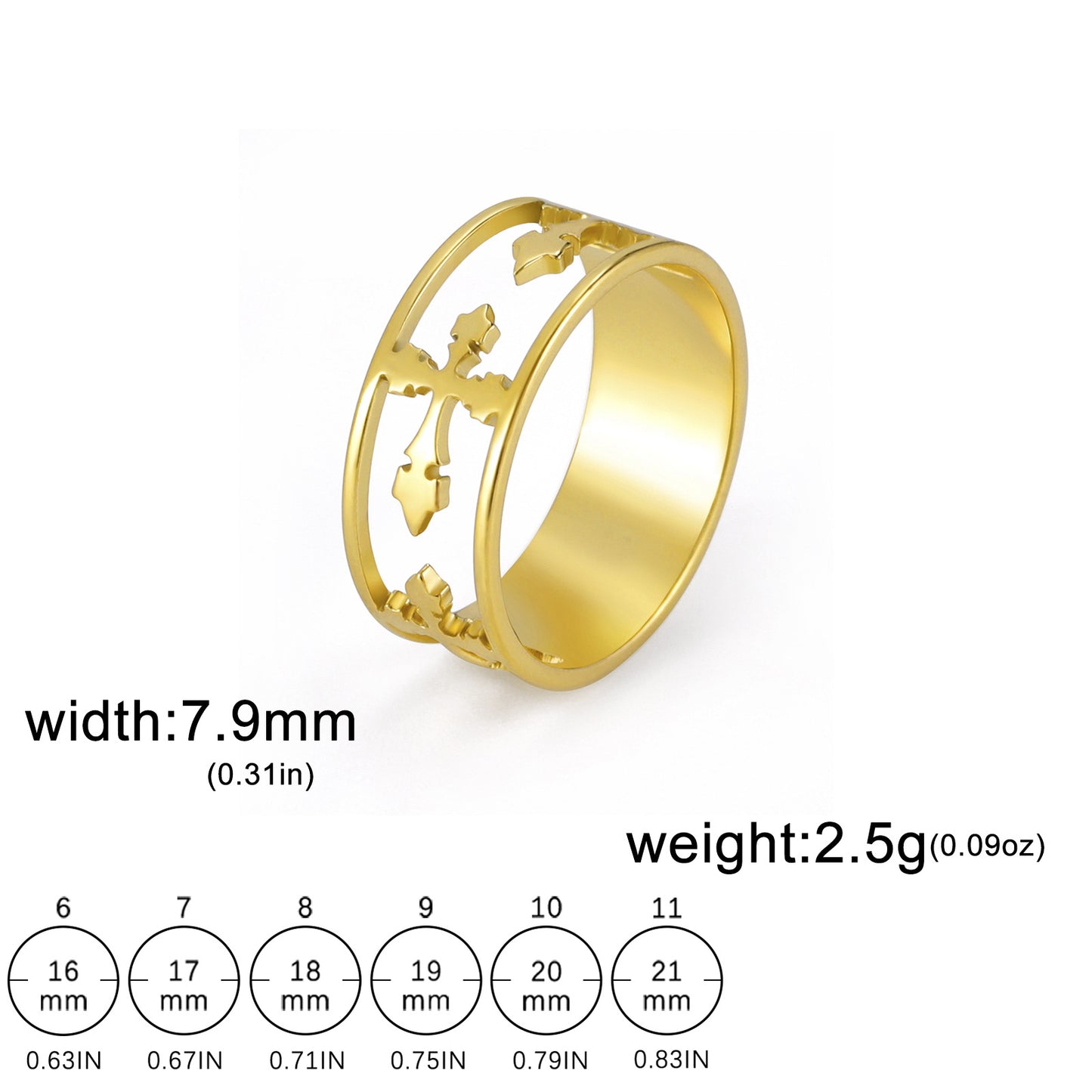 Couple Titanium Steel Cut Half Hollow Cross Ring