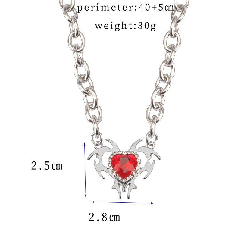 Fashion Ruby Love Heart-shaped Diamond Sweater Necklaces