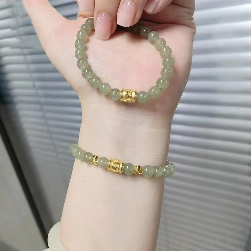 Lucky Character Beads Gold Round Barrel Bracelets